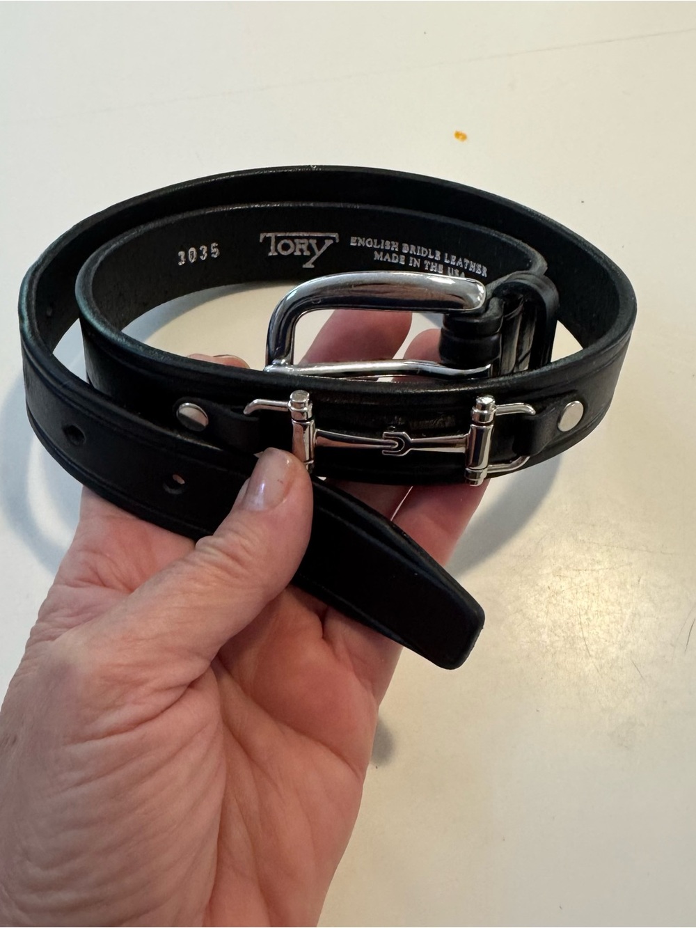 Tory English Bridle Leather Belt - Picture 2 of 10